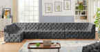 Meridian Furniture - Tuft 186" Grey Velvet Upholstered 7pc. Sectional - 680Grey-Sec7B - GreatFurnitureDeal