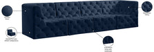 Meridian Furniture - Tuft 128" Navy Velvet Upholstered 4pc. Sofa - 680Navy-S128 - GreatFurnitureDeal