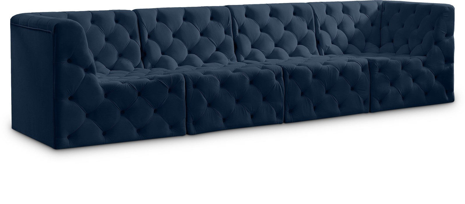 Meridian Furniture - Tuft 128" Navy Velvet Upholstered 4pc. Sofa - 680Navy-S128 - GreatFurnitureDeal