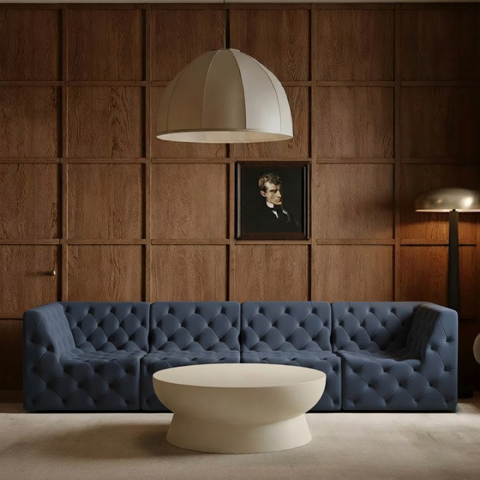 Meridian Furniture - Tuft 128" Navy Velvet Upholstered 4pc. Sofa - 680Navy-S128 - GreatFurnitureDeal