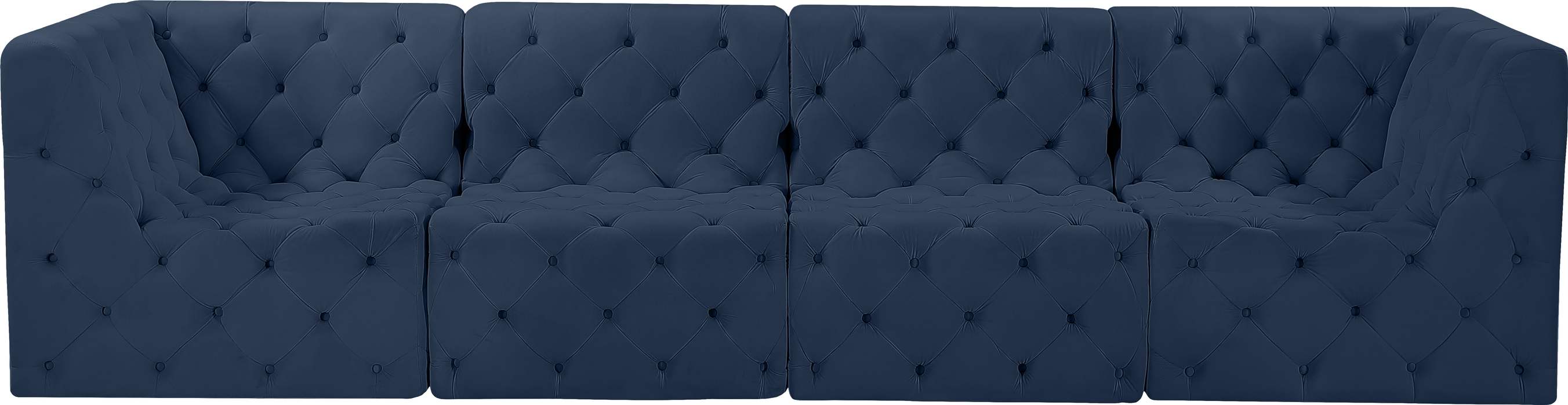 Meridian Furniture - Tuft 128" Navy Velvet Upholstered 4pc. Sofa - 680Navy-S128 - GreatFurnitureDeal