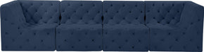 Meridian Furniture - Tuft 128" Navy Velvet Upholstered 4pc. Sofa - 680Navy-S128 - GreatFurnitureDeal