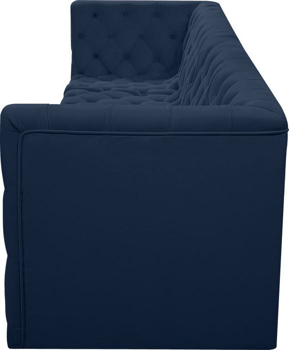Meridian Furniture - Tuft 128" Navy Velvet Upholstered 4pc. Sofa - 680Navy-S128 - GreatFurnitureDeal