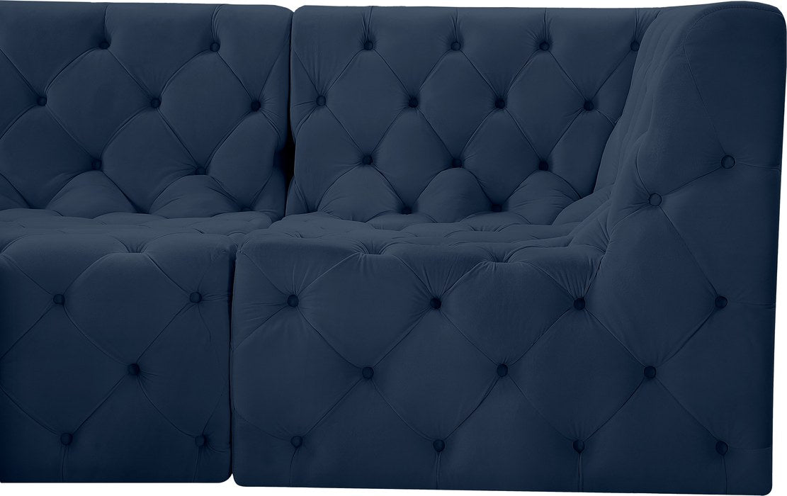 Meridian Furniture - Tuft 128" Navy Velvet Upholstered 4pc. Sofa - 680Navy-S128 - GreatFurnitureDeal