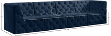 Meridian Furniture - Tuft 128" Navy Velvet Upholstered 4pc. Sofa - 680Navy-S128 - GreatFurnitureDeal