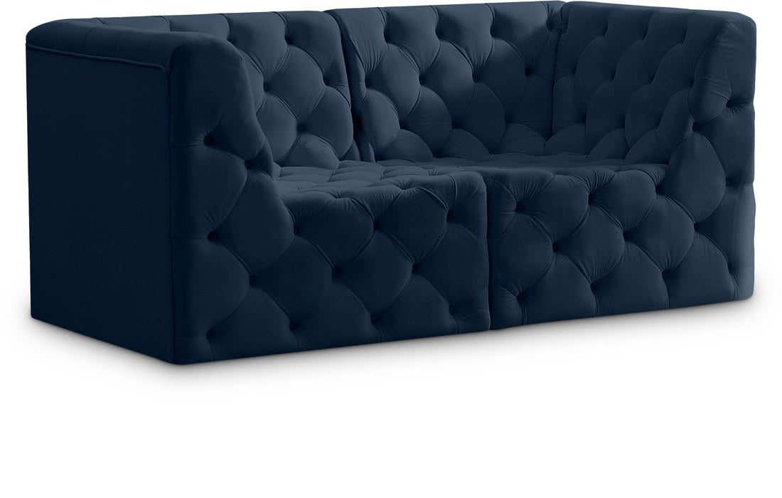 Meridian Furniture - Tuft 70" Navy Velvet Upholstered 2pc. Loveseat - 680Navy-S70 - GreatFurnitureDeal