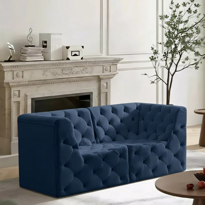 Meridian Furniture - Tuft 70" Navy Velvet Upholstered 2pc. Loveseat - 680Navy-S70 - GreatFurnitureDeal