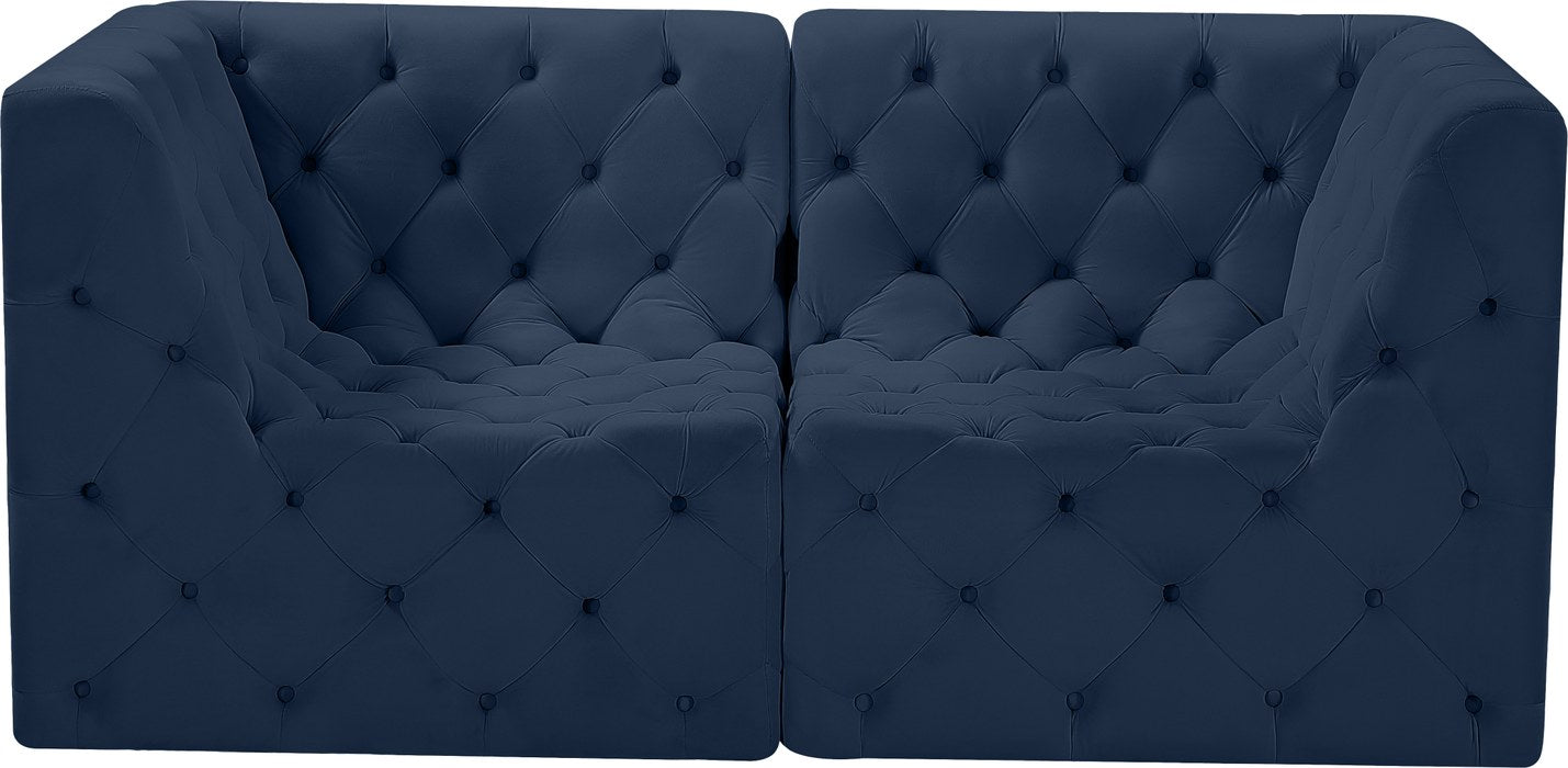 Meridian Furniture - Tuft 70" Navy Velvet Upholstered 2pc. Loveseat - 680Navy-S70 - GreatFurnitureDeal
