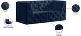 Meridian Furniture - Tuft 70" Navy Velvet Upholstered 2pc. Loveseat - 680Navy-S70 - GreatFurnitureDeal