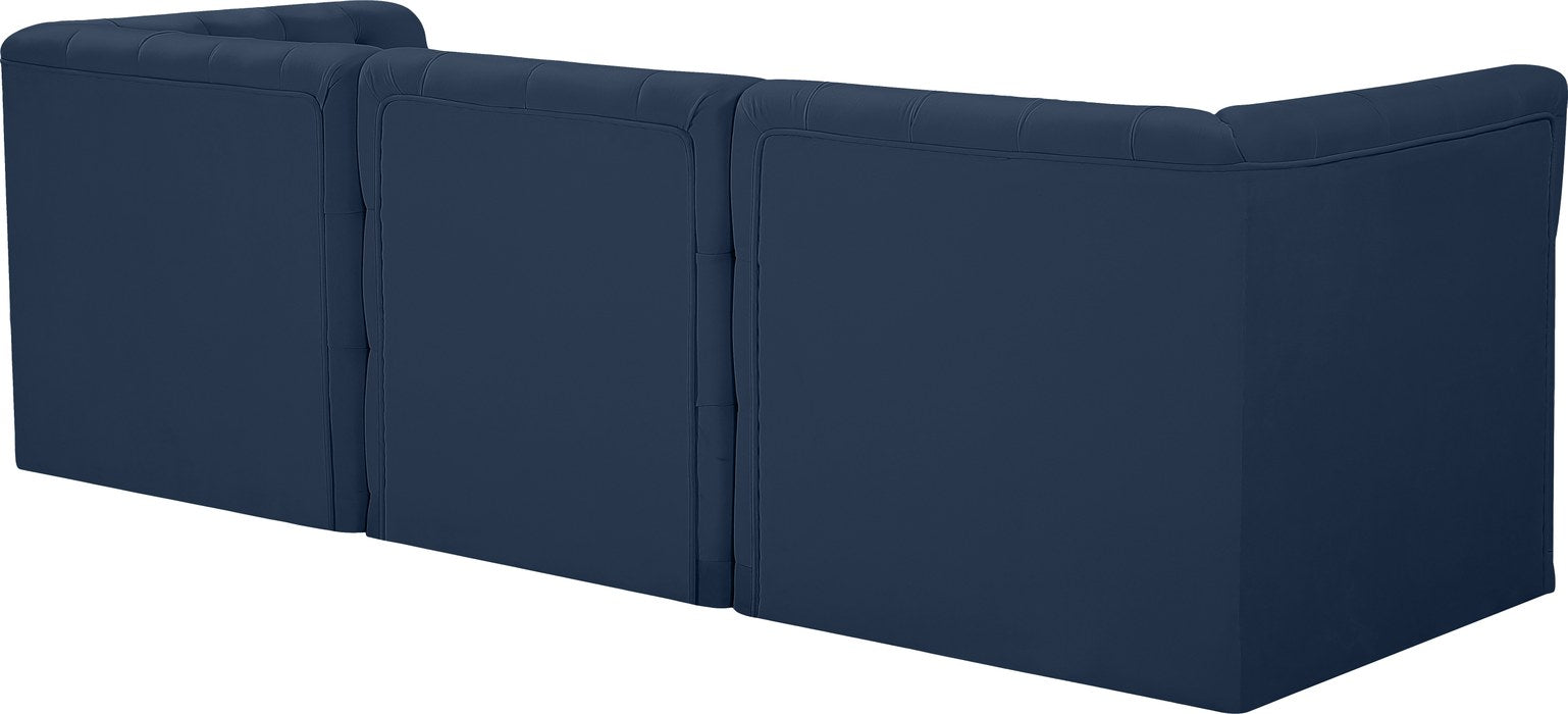 Meridian Furniture - Tuft 99" Navy Velvet Upholstered 3pc. Sofa - 680Navy-S99 - GreatFurnitureDeal