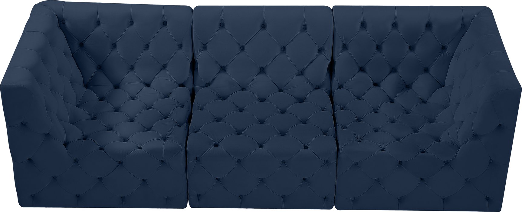 Meridian Furniture - Tuft 99" Navy Velvet Upholstered 3pc. Sofa - 680Navy-S99 - GreatFurnitureDeal