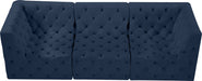 Meridian Furniture - Tuft 99" Navy Velvet Upholstered 3pc. Sofa - 680Navy-S99 - GreatFurnitureDeal