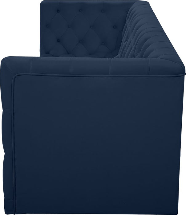 Meridian Furniture - Tuft 99" Navy Velvet Upholstered 3pc. Sofa - 680Navy-S99 - GreatFurnitureDeal
