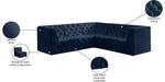 Meridian Furniture - Tuft 99" Navy Velvet Upholstered 5pc. Sectional - 680Navy-Sec5C - GreatFurnitureDeal