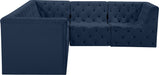 Meridian Furniture - Tuft 99" Navy Velvet Upholstered 5pc. Sectional - 680Navy-Sec5C - GreatFurnitureDeal