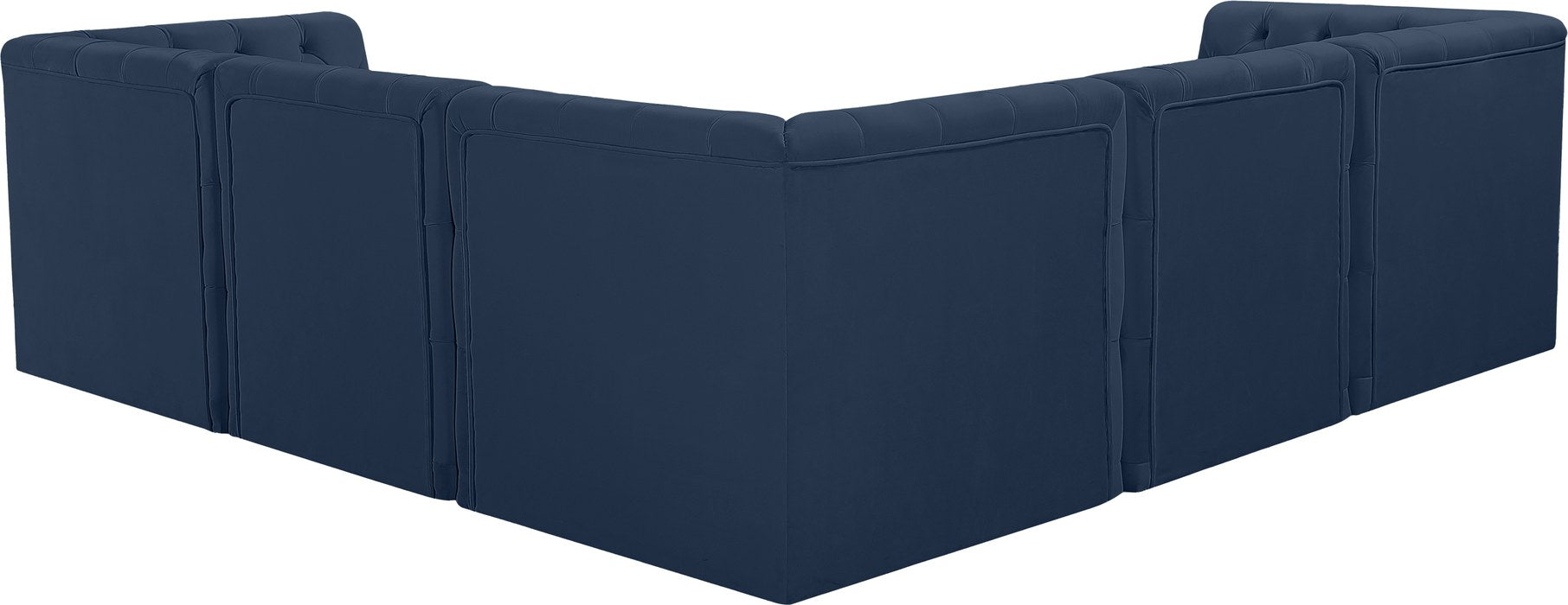 Meridian Furniture - Tuft 99" Navy Velvet Upholstered 5pc. Sectional - 680Navy-Sec5C - GreatFurnitureDeal