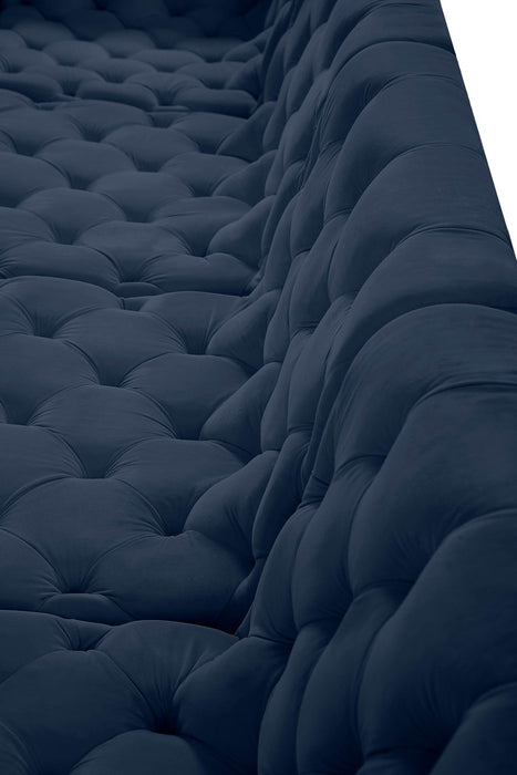 Meridian Furniture - Tuft 128" Navy Velvet Upholstered 6pc. Sectional - 680Navy-Sec6B - GreatFurnitureDeal