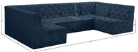 Meridian Furniture - Tuft 128" Navy Velvet Upholstered 6pc. Sectional - 680Navy-Sec6B - GreatFurnitureDeal