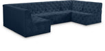 Meridian Furniture - Tuft 128" Navy Velvet Upholstered 6pc. Sectional - 680Navy-Sec6B - GreatFurnitureDeal