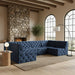 Meridian Furniture - Tuft 128" Navy Velvet Upholstered 6pc. Sectional - 680Navy-Sec6B - GreatFurnitureDeal