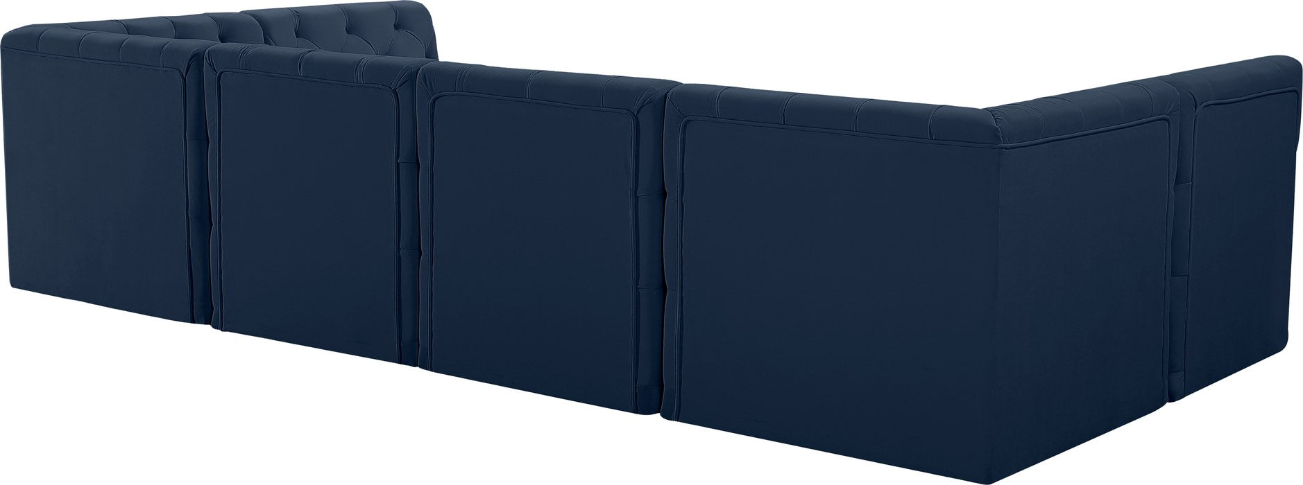 Meridian Furniture - Tuft 128" Navy Velvet Upholstered 6pc. Sectional - 680Navy-Sec6B - GreatFurnitureDeal