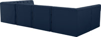 Meridian Furniture - Tuft 128" Navy Velvet Upholstered 6pc. Sectional - 680Navy-Sec6B - GreatFurnitureDeal
