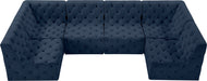 Meridian Furniture - Tuft 128" Navy Velvet Upholstered 6pc. Sectional - 680Navy-Sec6B - GreatFurnitureDeal