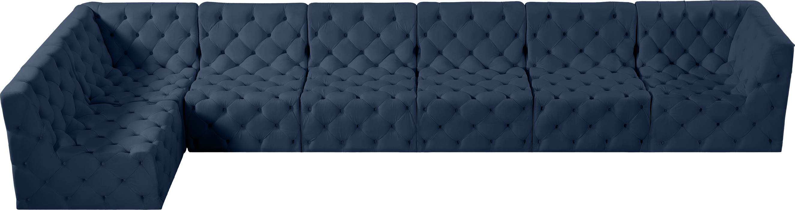 Meridian Furniture - Tuft 186" Navy Velvet Upholstered 7pc. Sectional - 680Navy-Sec7B - GreatFurnitureDeal