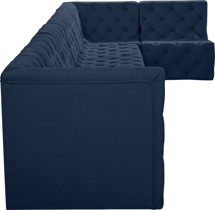 Meridian Furniture - Tuft 186" Navy Velvet Upholstered 7pc. Sectional - 680Navy-Sec7B - GreatFurnitureDeal