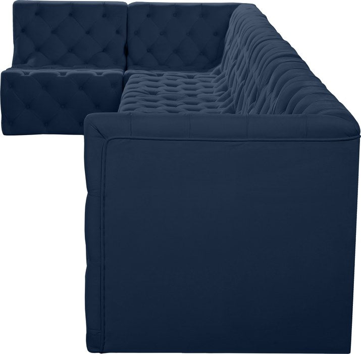 Meridian Furniture - Tuft 186" Navy Velvet Upholstered 7pc. Sectional - 680Navy-Sec7B - GreatFurnitureDeal