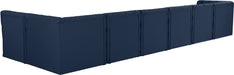 Meridian Furniture - Tuft 186" Navy Velvet Upholstered 7pc. Sectional - 680Navy-Sec7B - GreatFurnitureDeal