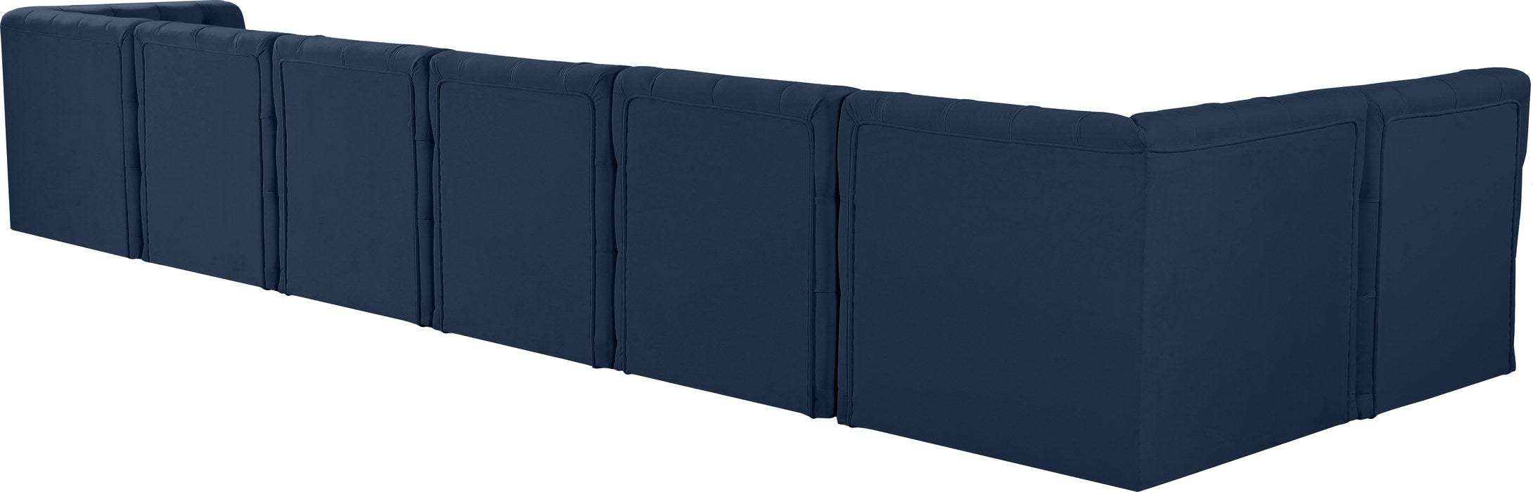 Meridian Furniture - Tuft 186" Navy Velvet Upholstered 7pc. Sectional - 680Navy-Sec7B - GreatFurnitureDeal