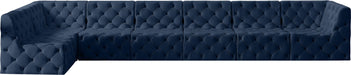 Meridian Furniture - Tuft 186" Navy Velvet Upholstered 7pc. Sectional - 680Navy-Sec7B - GreatFurnitureDeal