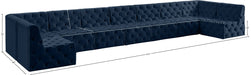 Meridian Furniture - Tuft 215" Navy Velvet Upholstered 9pc. Sectional - 680Navy-Sec9A - GreatFurnitureDeal