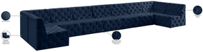 Meridian Furniture - Tuft 215" Navy Velvet Upholstered 9pc. Sectional - 680Navy-Sec9A - GreatFurnitureDeal