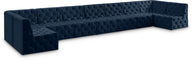 Meridian Furniture - Tuft 215" Navy Velvet Upholstered 9pc. Sectional - 680Navy-Sec9A - GreatFurnitureDeal