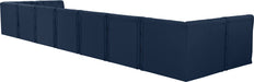 Meridian Furniture - Tuft 215" Navy Velvet Upholstered 9pc. Sectional - 680Navy-Sec9A - GreatFurnitureDeal
