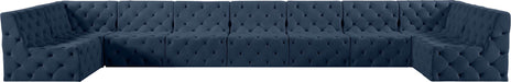 Meridian Furniture - Tuft 215" Navy Velvet Upholstered 9pc. Sectional - 680Navy-Sec9A - GreatFurnitureDeal