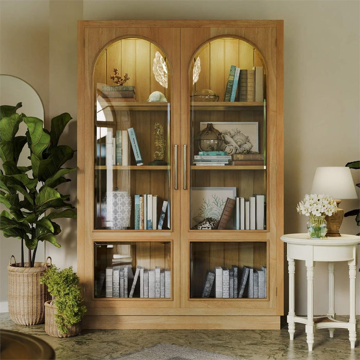 Bramble - Vannes 2 Door Display Cabinet in Fruitwood w/ Glass Shelves & LED Lights - 68193FRW-----