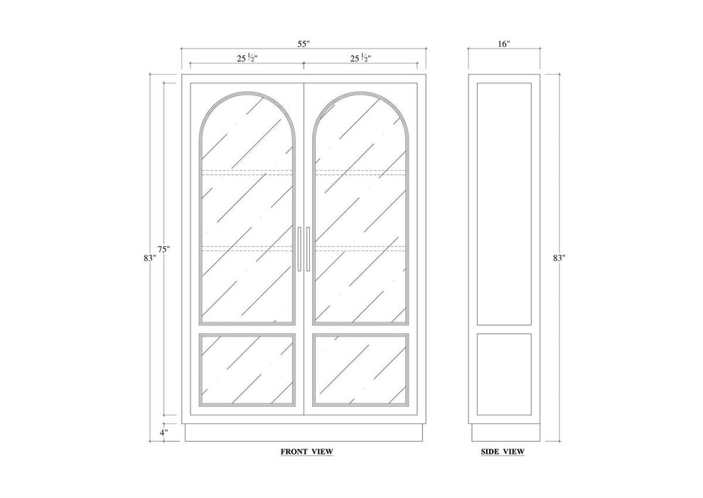 Bramble - Vannes 2 Door Display Cabinet in Fruitwood w/ Glass Shelves & LED Lights - 68193FRW-----