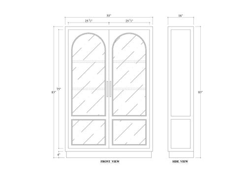 Bramble - Vannes 2 Door Display Cabinet w/ Glass Shelves and LED lights - BR-68193 - GreatFurnitureDeal
