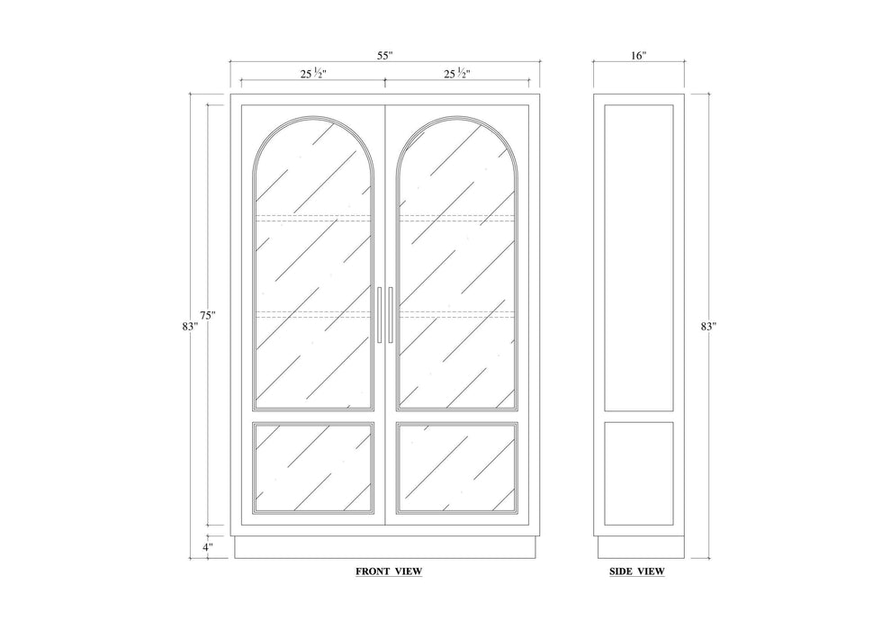 Bramble - Vannes 2 Door Display Cabinet w/ Glass Shelves and LED lights - BR-68193 - GreatFurnitureDeal