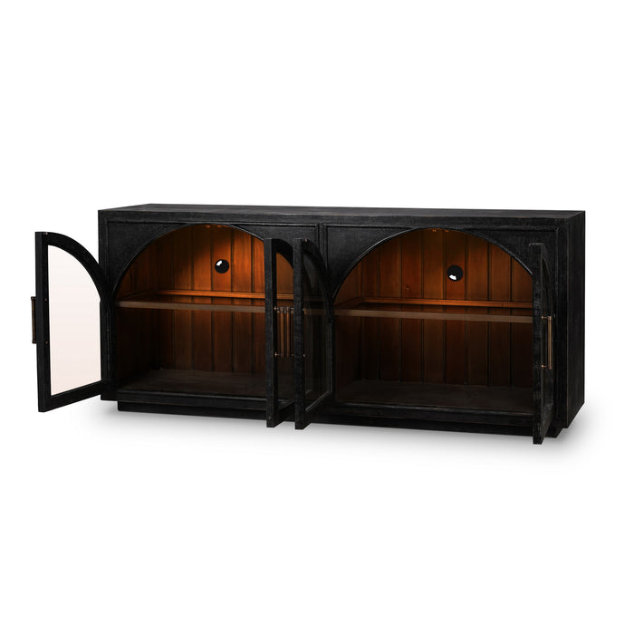 Bramble - Vannes 4 Door Sideboard w/ Glass Shelves and LED lights - BR-68199 - GreatFurnitureDeal