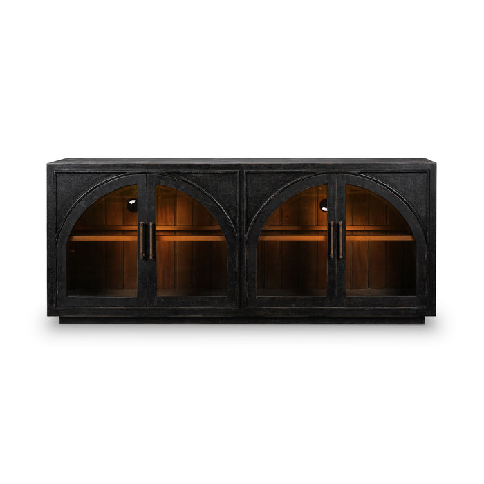 Bramble - Vannes 4 Door Sideboard w/ Glass Shelves and LED lights - BR-68199 - GreatFurnitureDeal