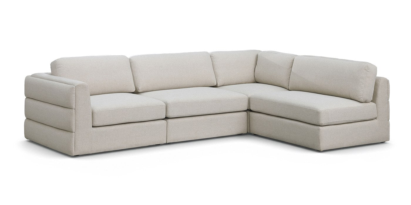 Meridian Furniture - Beckham 114" Beige Linen Textured Fabric Upholstered 4pc. Sectional - 681Beige-Sec4B - GreatFurnitureDeal