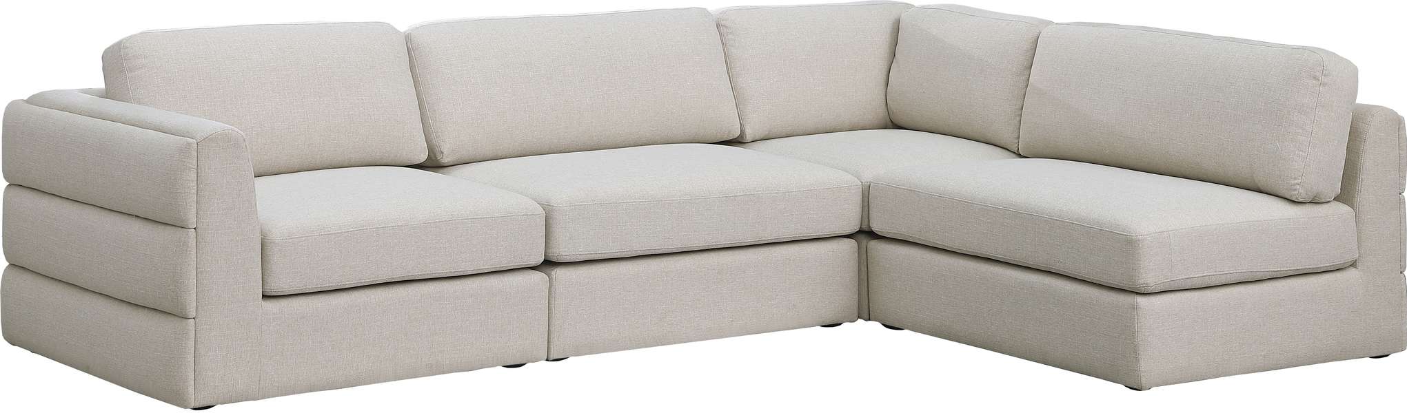 Meridian Furniture - Beckham 114" Beige Linen Textured Fabric Upholstered 4pc. Sectional - 681Beige-Sec4B - GreatFurnitureDeal