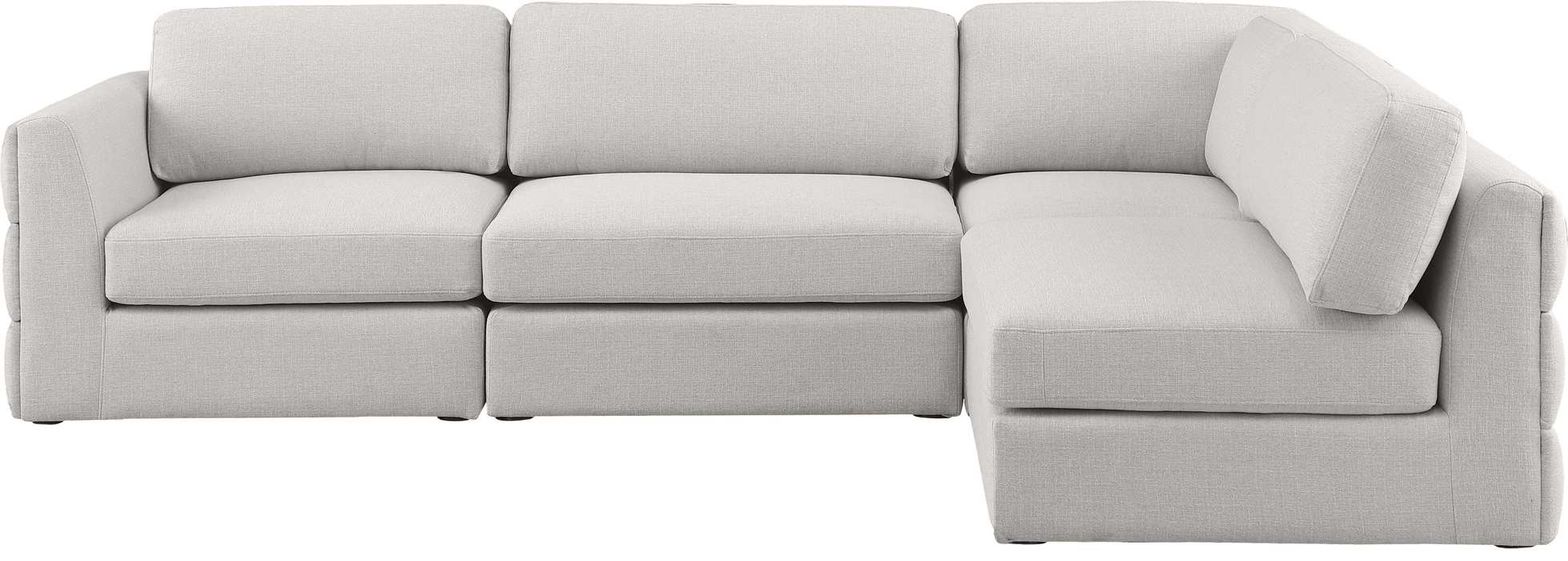 Meridian Furniture - Beckham 114" Beige Linen Textured Fabric Upholstered 4pc. Sectional - 681Beige-Sec4B - GreatFurnitureDeal