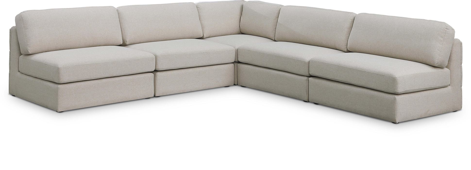 Meridian Furniture - Beckham 114" Beige Linen Textured Fabric Upholstered 5pc. Sectional - 681Beige-Sec5C - GreatFurnitureDeal