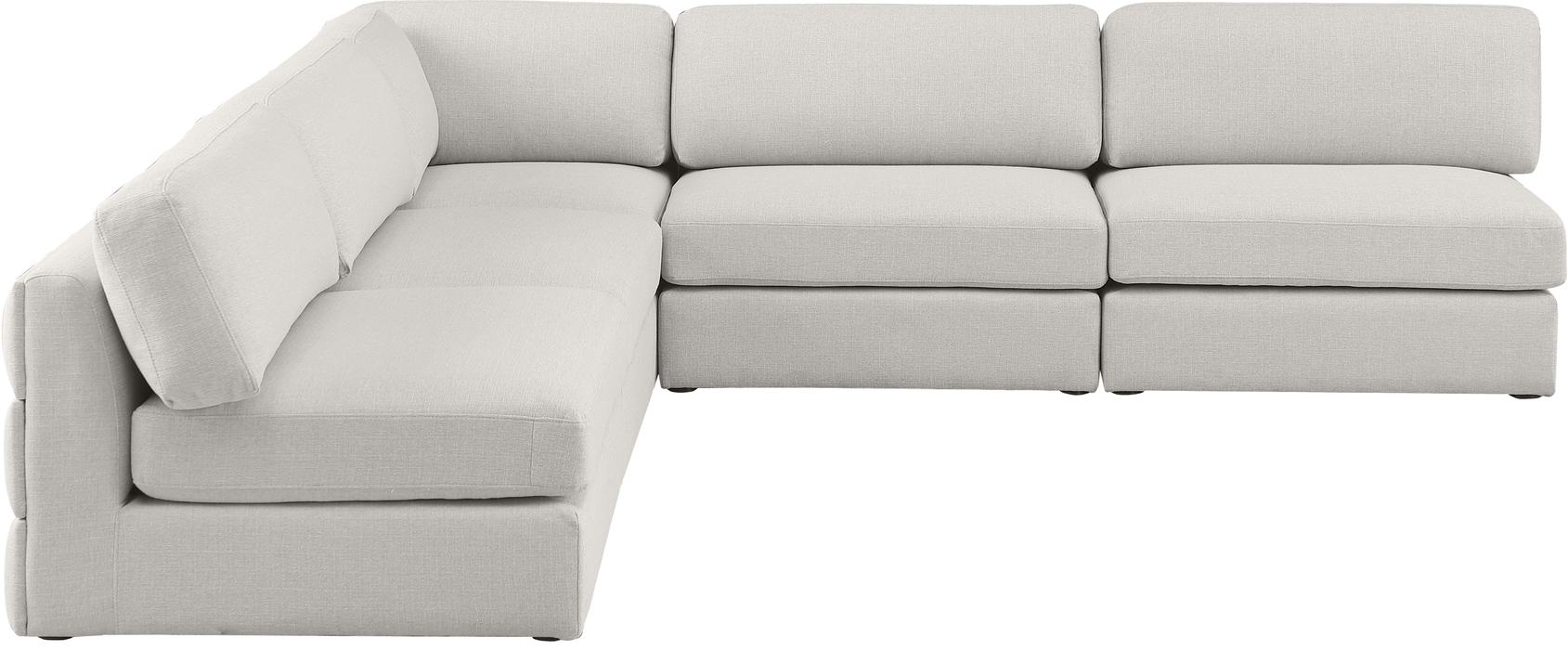 Meridian Furniture - Beckham 114" Beige Linen Textured Fabric Upholstered 5pc. Sectional - 681Beige-Sec5C - GreatFurnitureDeal
