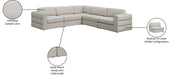 Meridian Furniture - Beckham 114" Beige Linen Textured Fabric Upholstered 5pc. Sectional - 681Beige-Sec5D - GreatFurnitureDeal